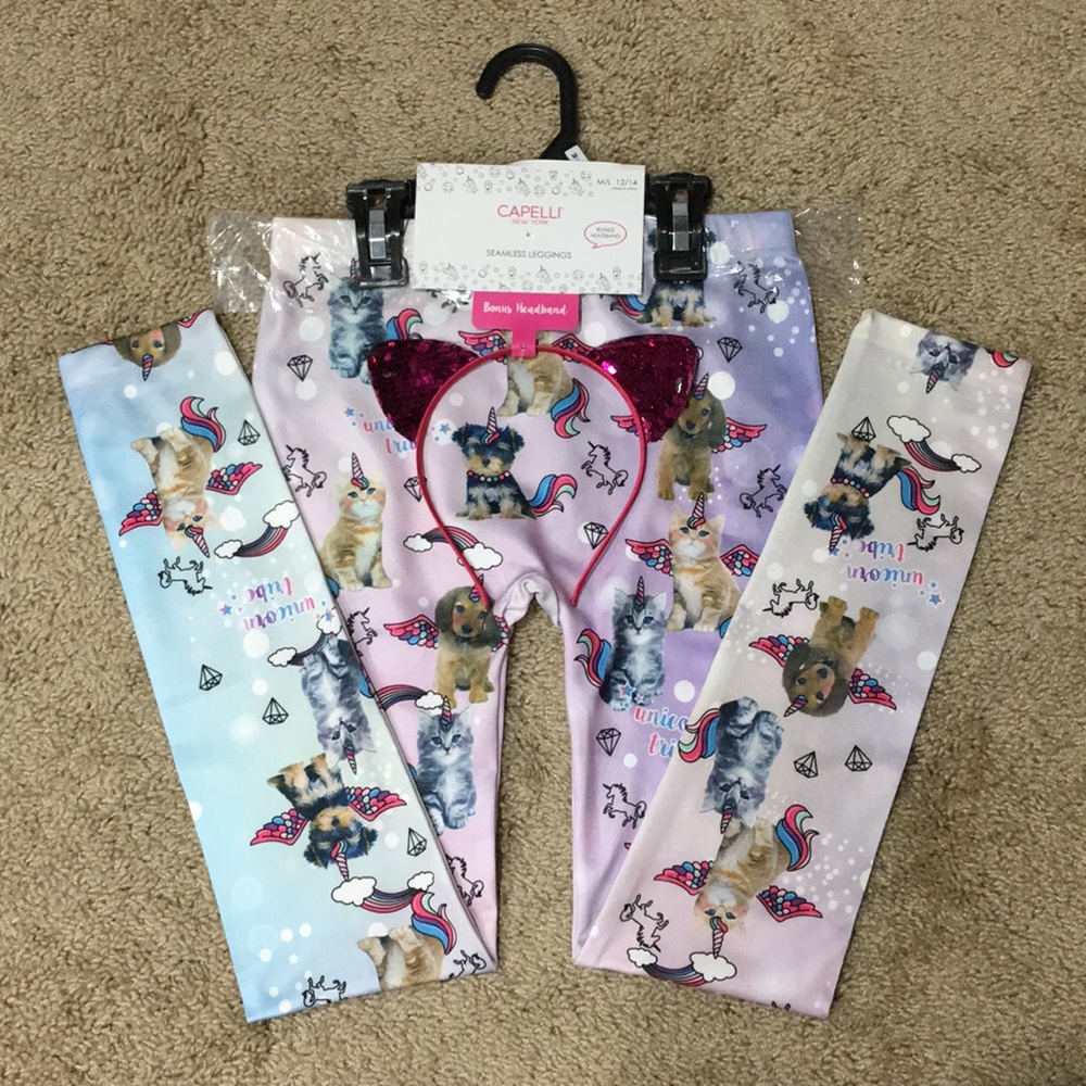 💗 CAPELLI 💗 COLLECTION CAPELLI OF NEW YORK KIDS LEGGINGS & HEADBAND SET .